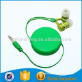 3.5mm stereo earphone earbuds with flat retractable cord